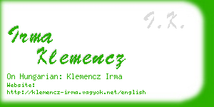 irma klemencz business card